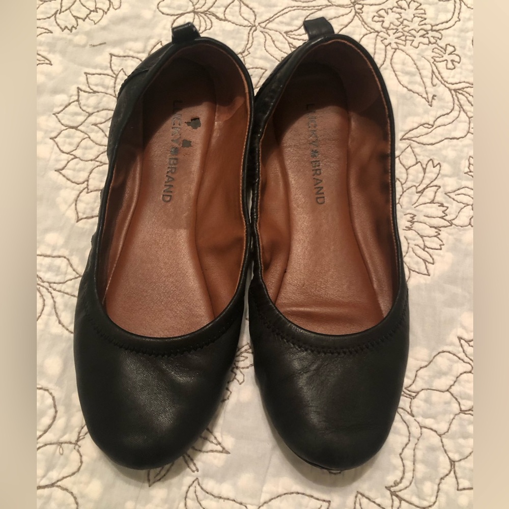 Lucky Brand Black Leather Flats